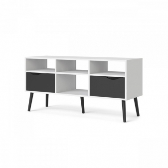 Zobrazit detail zboží: Retro televizní stolek Oslo 75391 bílá/černý mat (TV stolek)