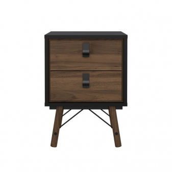 Zobrazit detail zboží: Noční stolek RY 86014 černý mat/ořech (Noční stolky)