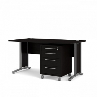 Zobrazit detail zboží: Černý kancelářský stůl s pojízdným kontejnerem Prima 80400/35 (Psací stoly)