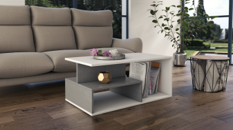 Zobrazit detail zboží: Konferenční stolek Paolo beton/bílá (Konferenční stolky z lamina)